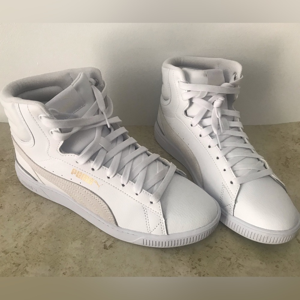 PUMA white/gold Vikky v3 Mid L Womens US size9